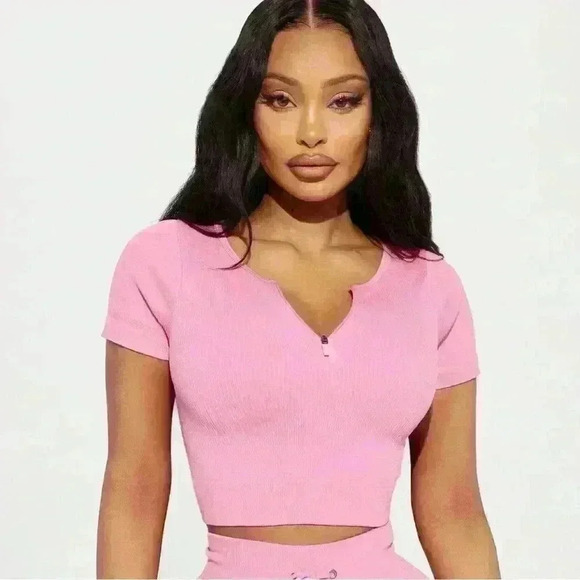 Fashion Nova Pink Total Body Active Crop Top Size Small - Picture 1 of 9